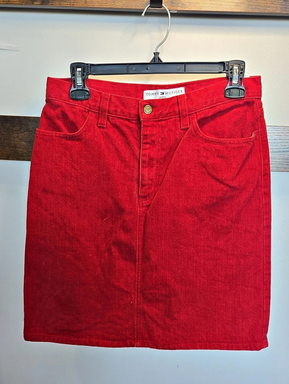 Tommy Hilfiger Jeans Vtg Y2K Red Mini Skirt Size 6